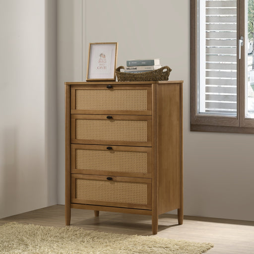 Vichy Wood and Rattan 4-Drawer Chest - DTYStore