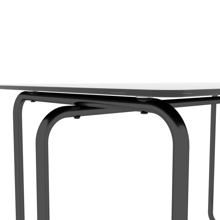 Rectangle Dining Table with Metal Frame, Tempered Glass for Kitchen Room