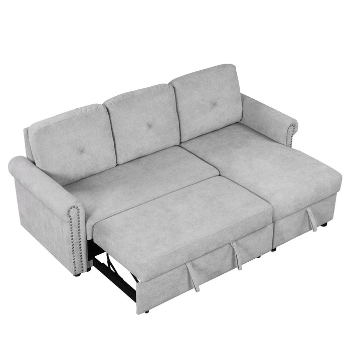 83" Modern Convertible Sleeper Sofa Bed with Storage Chaise,Gray(Old Sku:SG000346AAA)