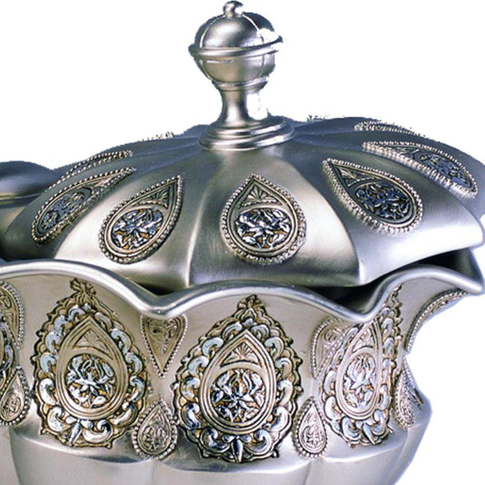 8" Tall Polyresin Decorative Jewelry Box, Silver Royal design