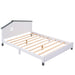 Full Size Wood Platform Bed with House-shaped Headboard (White+Gray)