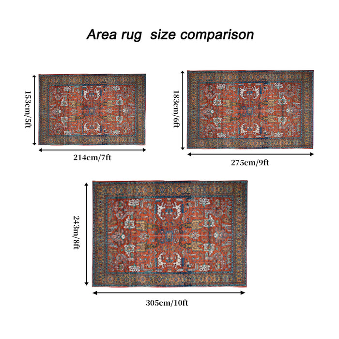 Area Rug 8x10 Vintage Bohemia Non-slip Washable Rug For Living Room Kitchen Bedroom Living Room Abstract Style Red - DTYStore