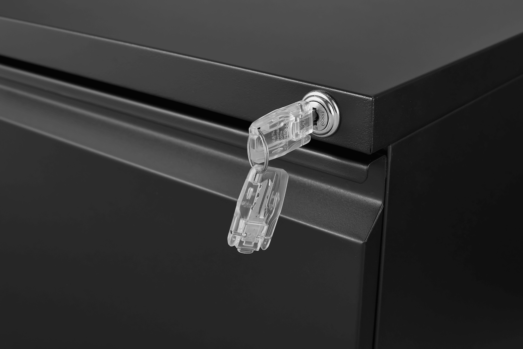 2 Drawer File Cabinet with Lock, Metal Under Desk Rolling Filing Cabinet fits Letter/Legal/A4 Size for Home Office, Mobile Filing Cabinet, Assemble Required, Black - DTYStore