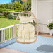 Outdoor Garden Rattan Egg Swing Chair Hanging Chair Wood+Khaki - DTYStore