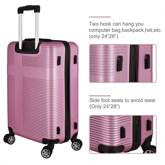 3 Piece Lightweight Luggage Set with TSA Lock, Durable Spinner Wheels and Hooks, Cross Striped