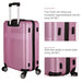 3 Piece Lightweight Luggage Set with TSA Lock, Durable Spinner Wheels and Hooks, Cross Striped