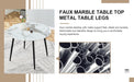 A modern minimalist circular dining table with a diameter of 40 inches, a 0.3 inch thick imitation marble pattern tabletop and black metal legs 40 '* 40' * 30 'DT-1164