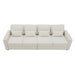 Modern Linen Fabric Sofa with Armrest Pockets and Pillows, Minimalist Style Couch