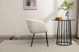 039-Set of 1 Boucle Fabric Dining Chair With Black Metal Legs,Ivory - DTYStore