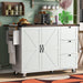 54.5" Farmhouse Kitchen Island with Power Outlet, Kitchen Storage Island with Internal Storage Rack, Drop Leaf, Spice Rack, Rolling Kitchen Cart on Wheels, for Home, Kitchen and Dining Room,White - DTYStore