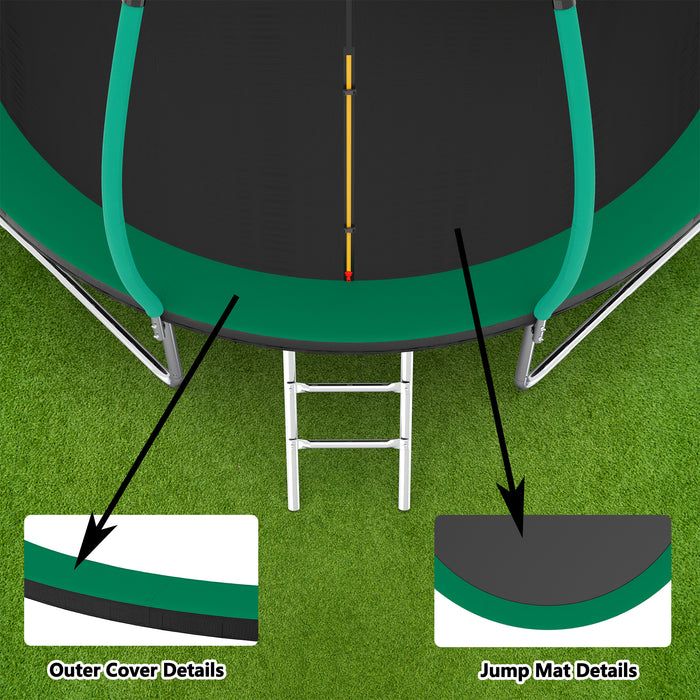 12FT Trampoline, Outdoor Trampolines for Kids and Adults, Recreational Trampoline with Enclosure Net & Ladder, Round Trampoline ASTM Approved - DTYStore