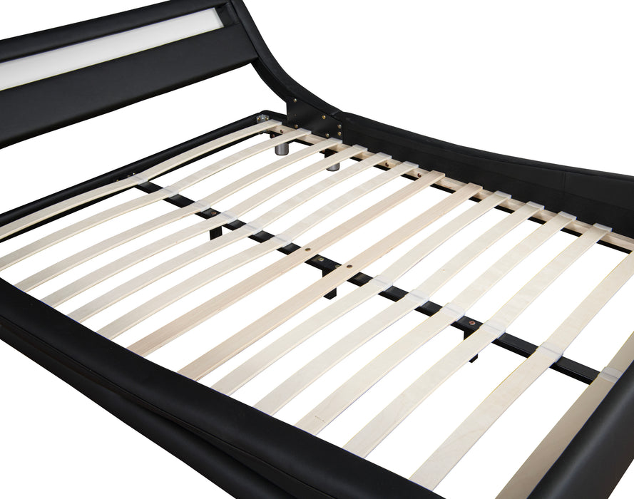 Full Bed Frame with Adjustable Headboard - Low Profile Sleigh Design, Strong Wood Slats Support and Mattress Foundation, No Box Spring Needed, Black - DTYStore