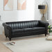 83.46'' Black PU Rolled Arm Chesterfield Three Seater Sofa.