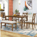 6-Piece Kitchen Dining Table Set Wooden Rectangular Table, 4 Chairs and Bench Family Furniture