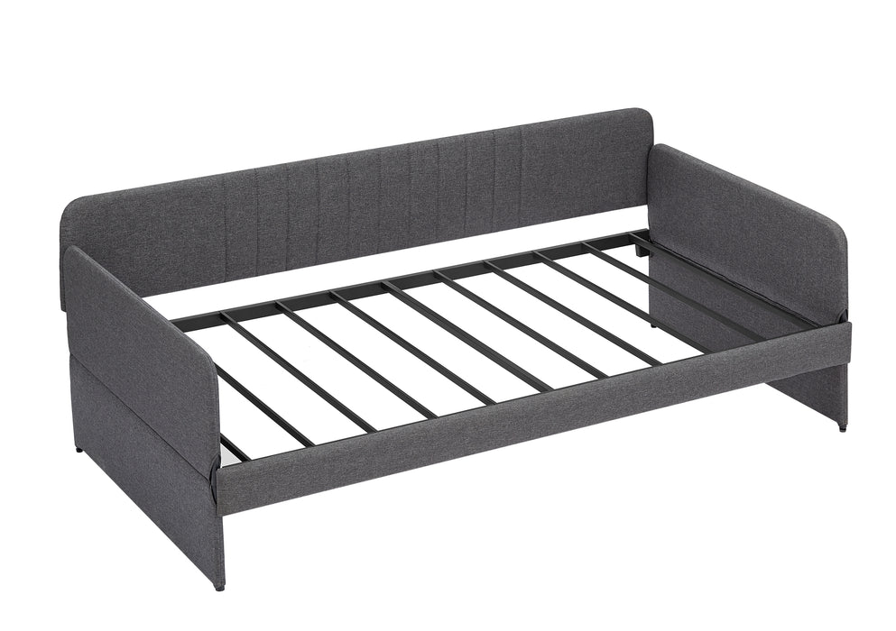 Daybed, sofa bed metal framed with trundle twin size, Grey, 78.4''w x 41''d x 29.8''h. - DTYStore