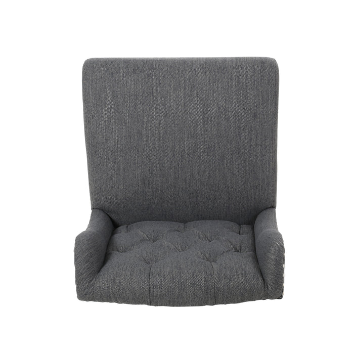 Vienna Contemporary Fabric Tufted Wingback 31 Inch Counter Stools, Set of 2, Charcoal and Dark Brown - DTYStore
