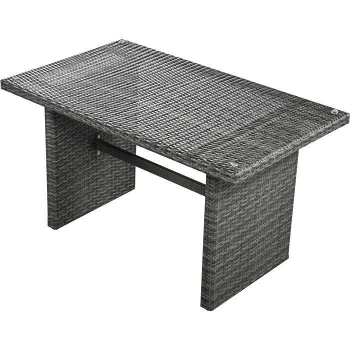 Outdoor 6-Piece All Weather PE Rattan Sofa Set, Garden Patio Wicker Sectional Furniture Set with Adjustable Seat, Storage Box, Removable Covers and Tempered Glass Top Table,Grey - DTYStore