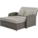 PE Wicker Rattan Double Chaise Lounge, 2-Person Reclining Daybed with Cushions and Cover