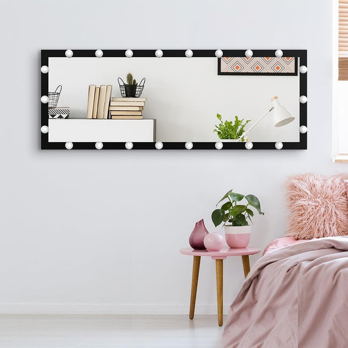 Hollywood Full Length Mirror with Lights Full Body Vanity Mirror with 3 Color Modes Lighted Standing Floor Mirror for Dressing Room Bedroom Wall Mounted Touch Control Black 63x24inch