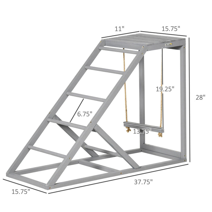 Chicken Activity Play for Healthy & Happy Animals, Swing Set with Chicken Perches & Hen Ladder, Chicken Coop Toy, Gray