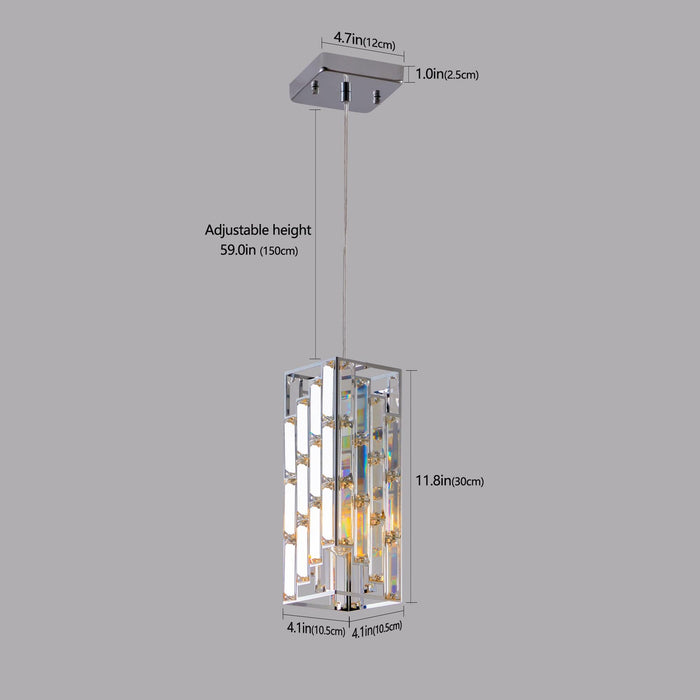 Modern Crystal Pendant Light - 3 Pack, Adjustable Hanging Ceiling Lamp with Crystal Prism Design for Dining Room, Kitchen Island, and Living Room -Chrome Finish - DTYStore
