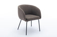 039-Set of 1 Boucle Fabric Dining Chair With Black Metal Legs,Dark Brown - DTYStore