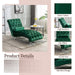 COOMORE Velvet Chaise Lounge Indoor,Button-Tufted Upholstered Chaise Lounge Chair with Pillow for Bedroom Living Room Office (Emerald Velvet)