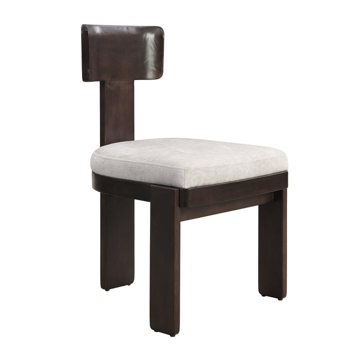Upholstered Dining Chairs Set of 2, Fabric Side Chairs with Gray Seating Dark Brown Solid Rubber Wood Legs, 330 LBS Weight Capacity - DTYStore