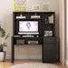 Computer Desk with Hutch & Bookshelf,Wood Executive Desk Teens Student Desk Writing Laptop Home Office Desk with Drawers,3 AC Outlets and 2 USB Charging Ports,Study Laptop Table for Home(Black) - DTYStore
