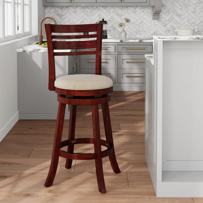 Granby Premium Fabric 4-Slat Back Swivel Stool, 24” Counter Stool or 30" Bar Stool