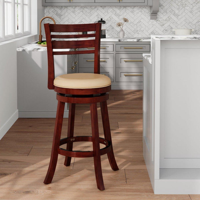 Granby Premium Fabric 4-Slat Back Swivel Stool, 24” Counter Stool or 30" Bar Stool