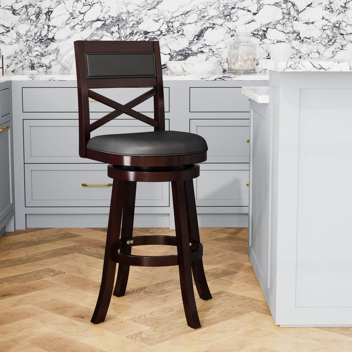 Meeker Bonded Leather X Back Swivel Stool, 24" Counter Stool or 30" Bar Stool