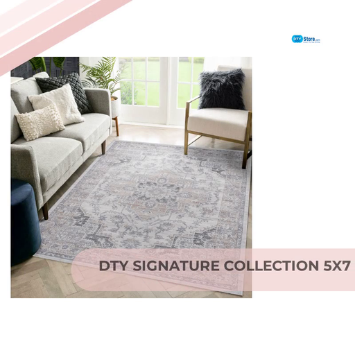 DTY Signature Collection 5X7 Ivory/Beige/Oriental Non-Shedding Living Room Bedroom Dining Home Office Stylish and Stain Resistant Area Rug by@Outfy