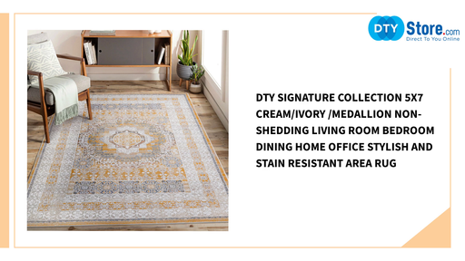 DTY Signature Collection 5X7 Cream/Ivory /Medallion Non-Shedding Living Room Bedroom Dining Home Office Stylish and Stain Resistant Area Rug by@Outfy