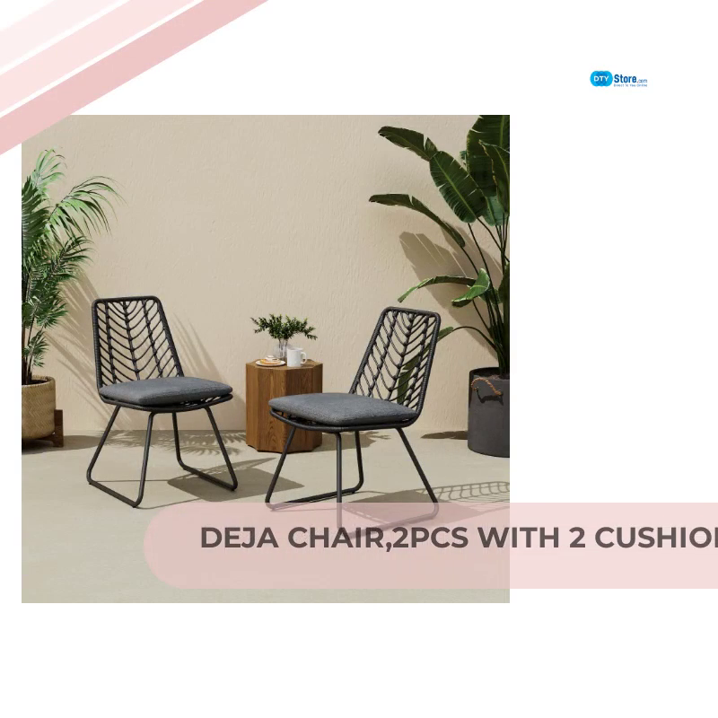 DEJA CHAIR,2PCS with 2 Cushions,Gray by@Outfy