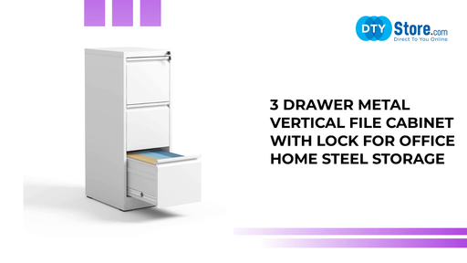3 Drawer Metal Vertical File Cabinet with Lock for Office Home Steel Storage by@Outfy