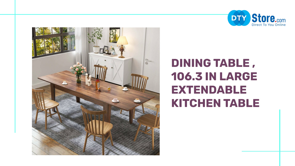 Dining Table , 106.3 in Large Extendable Kitchen Table by@Outfy