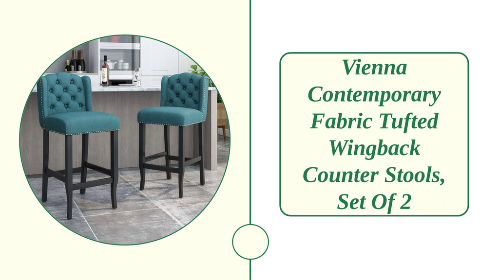 Vienna Contemporary Fabric Tufted Wingback Counter Stools, Set of 2 by@Outfy