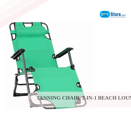 Tanning Chair, 2-in-1 Beach Lounge Chair &amp; Camping Chair w/ Pillow &amp; Pocket, Adjustable Chaise for Sunbathing Outside, Patio, Poolside, Green by@Outfy