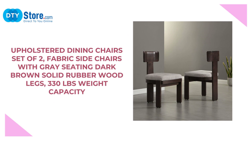 Upholstered Dining Chairs Set of 2, Fabric Side Chairs with Gray Seating Dark Brown Solid Rubber Wood Legs, 330 LBS Weight Capacity by@Outfy
