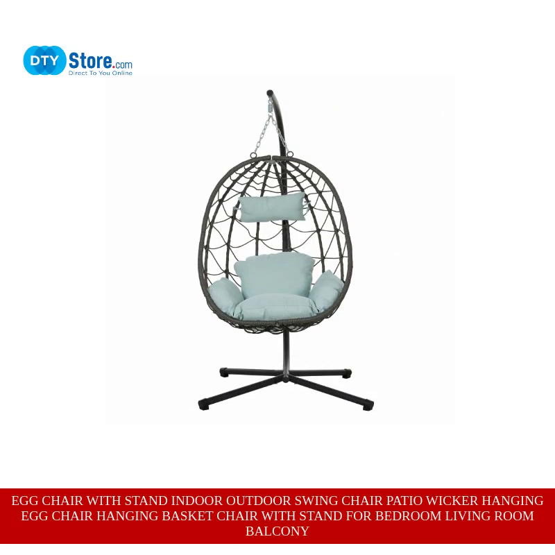 Egg Chair with Stand Indoor Outdoor Swing Chair Patio Wicker Hanging Egg Chair Hanging Basket Chair with Stand for Bedroom Living Room Balcony by@Outfy