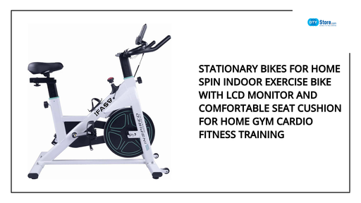 Stationary Bikes for Home Spin Indoor Exercise Bike with LCD Monitor and Comfortable Seat Cushion for Home Gym Cardio Fitness Training by@Outfy