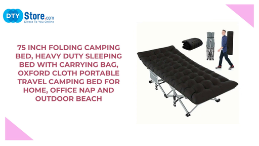 75 Inch Folding Camping Bed, Heavy Duty Sleeping Bed with Carrying Bag, Oxford Cloth Portable Travel Camping Bed for Home, Office Nap and Outdoor Beach by@Outfy
