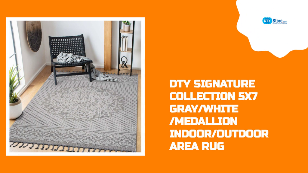 DTY Signature Collection 5X7 Gray/White /Medallion Indoor/Outdoor Area Rug by@Outfy