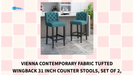 Vienna Contemporary Fabric Tufted Wingback 31 Inch Counter Stools, Set of 2, Teal and Dark Brown by@Outfy