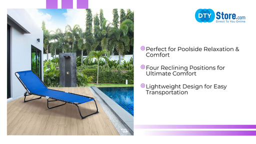 Folding Chaise Lounge Pool Chair, Patio Sun Tanning Chair, Outdoor Lounge Chair with 4-Position Reclining Back, Breathable Mesh Seat for Beach, Yard, Patio, Dark Blue by@Outfy