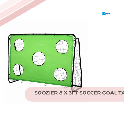 Soozier 8 x 3ft Soccer Goal Target Goal 2 in 1 Design Indoor Outdoor Backyard with All Weather Polyester Net Best Gift by@Outfy