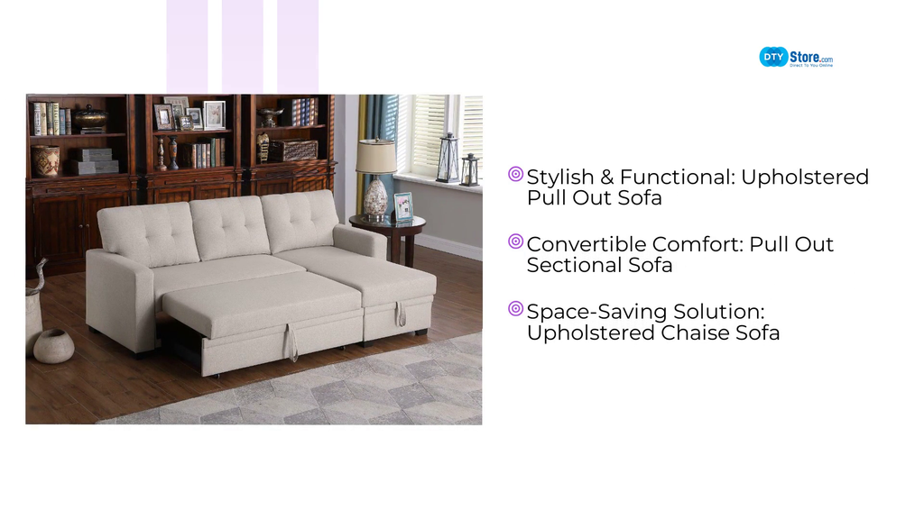 Upholstered Pull Out Sectional Sofa with Chaise for Comfortable Living Spaces by@Outfy