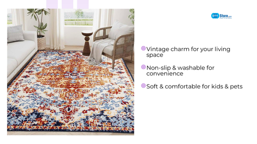 Area Rug 8x10 Vintage Bohemia Large Persian Non-slip Washable Rug For Living Room Kitchen Bedroom Living Room Flower Design Amber by@Outfy
