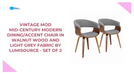 Vintage Mod Mid-Century Modern Dining/accent Chair in Walnut Wood and Light Grey Fabric by LumiSource - Set of 2 by@Outfy